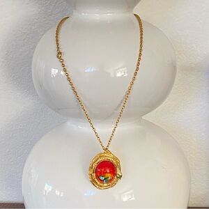 VTG Garden of Eden Forbidden Fruit Snake & Apple Perfume Compact Pendant & Chain